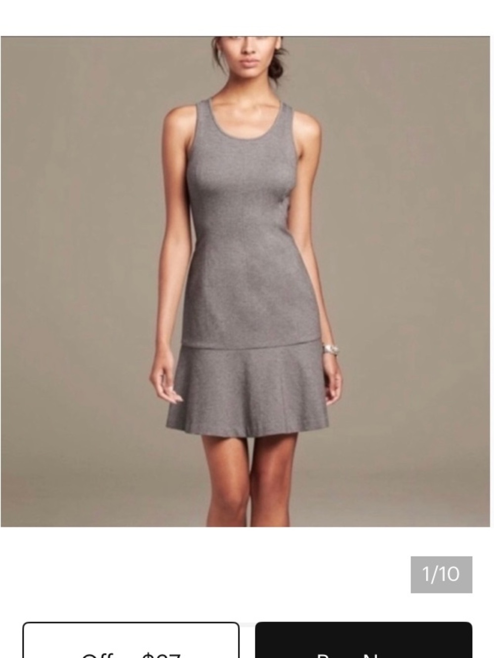 Banana Republic Gray Sleeveless Fit-and-Flare Knit Dress